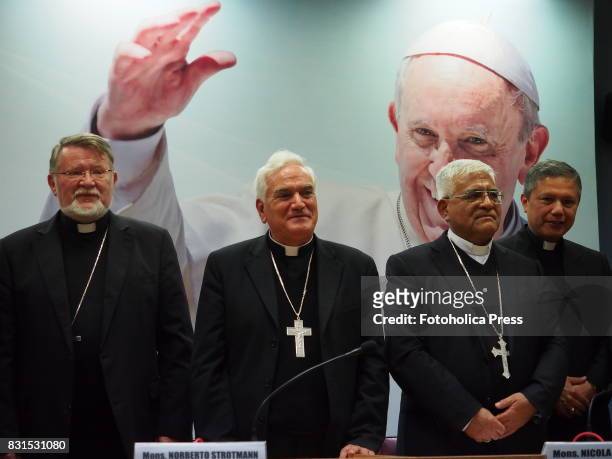 From left to right: Monsignor Norberto Strotmann, Bishop of Chosica, General Coordinator of the papal visit; Archbishop Nicola Girasoli, Apostolic...