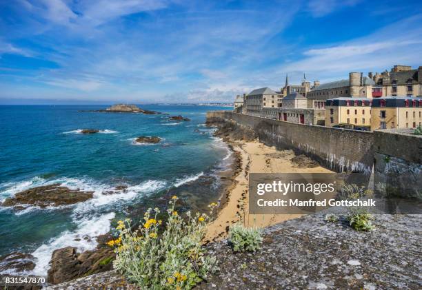 saint-malo walled city - fortified wall stock pictures, royalty-free photos & images