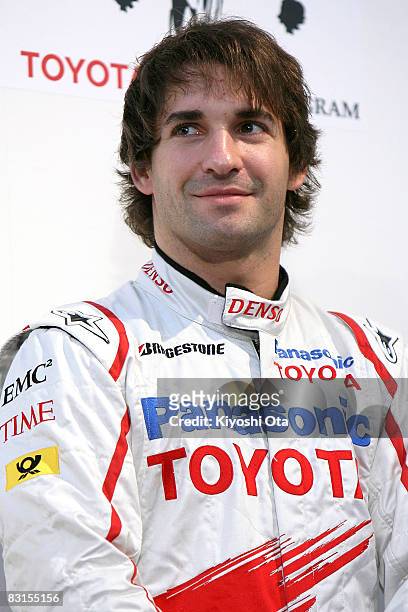 Timo Glock of Germany and the Panasonic Toyota Racing team attends the Toyota Motor Corporation's press briefing on the Japanese Formula One Grand...