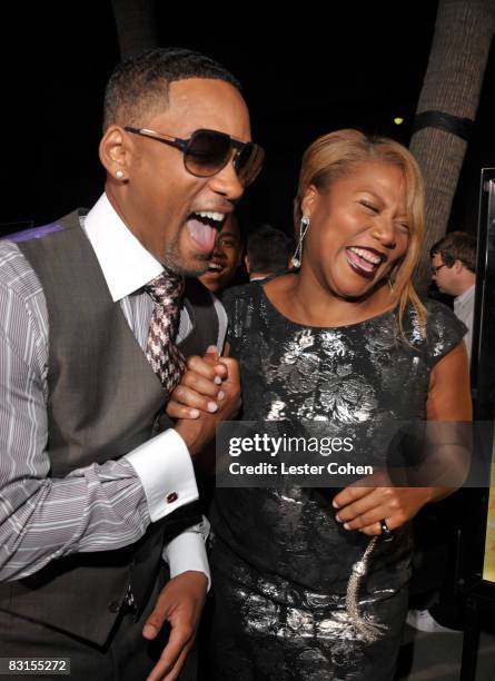 Will Smith and Queen Latifah arrives on the red carpet of the Los Angeles Premiere of "The Secret Life Of Bees" at The Academy Of Motion Arts &...