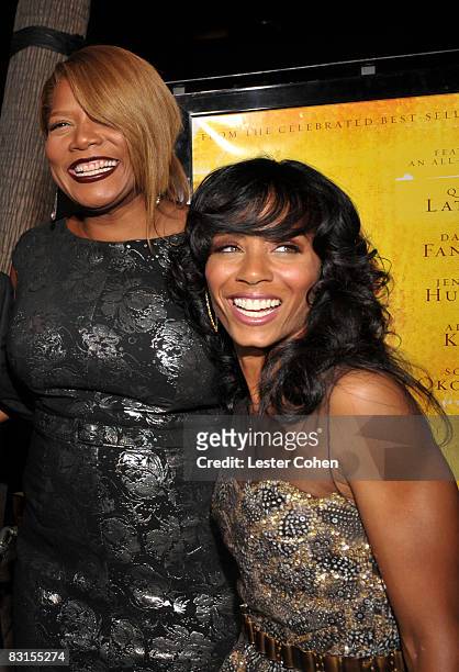 Queen Latifah and Jada Pinkett Smith arrives on the red carpet of the Los Angeles Premiere of "The Secret Life Of Bees" at The Academy Of Motion Arts...