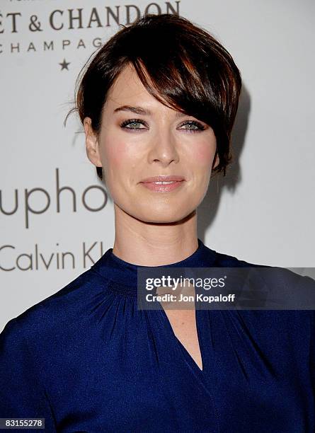 Actress Lena Headey arrives at "Elle Magazine's 15th Annual Women in Hollywood Tribute" at the Four Seasons Hotel on October 6, 2008 in Beverly...