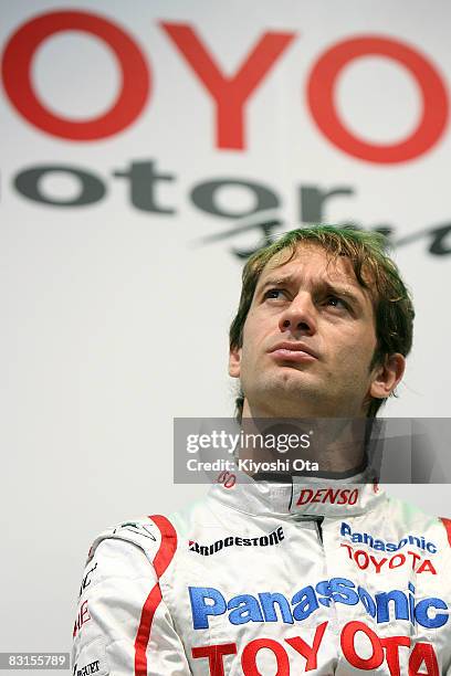 Jarno Trulli of Italy and the Panasonic Toyota Racing team attends the Toyota Motor Corporation's press briefing on the Japanese Formula One Grand...