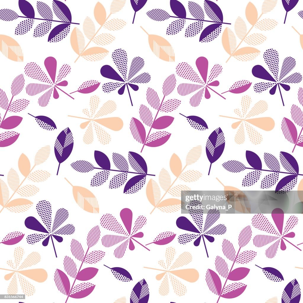 Violet Fall Color Purple And Violet Color Decorative Fall Leaves Seamless Pattern For ...