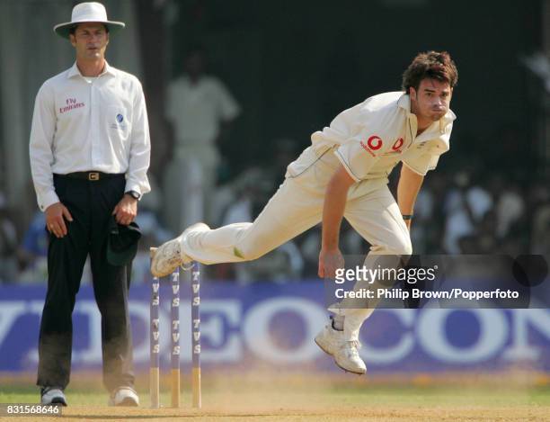 James Anderson bowling for England on his return to Test cricket during the 3rd Test match between India and England at the Wankhede Stadium, Mumbai,...