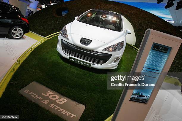 Peugeot micro-hybride system Stop & Start car is presented at the Paris Motor Show on October 6, 2008 in Paris, France.