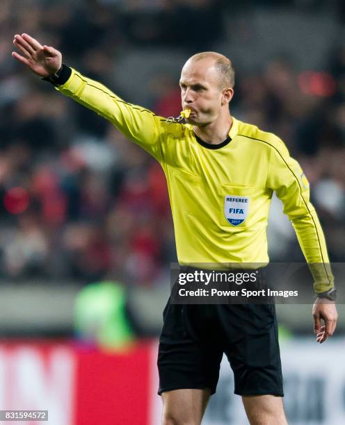 Referee Adham Makhadmeh in action during their 2018 FIFA World Cup Russia Final Qualification Round Group A match between Korea Republic and Syria on...