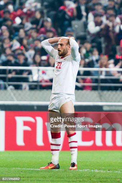 Nasouh Nakdali of Syria reacts during their 2018 FIFA World Cup Russia Final Qualification Round Group A match between Korea Republic and Syria on 28...