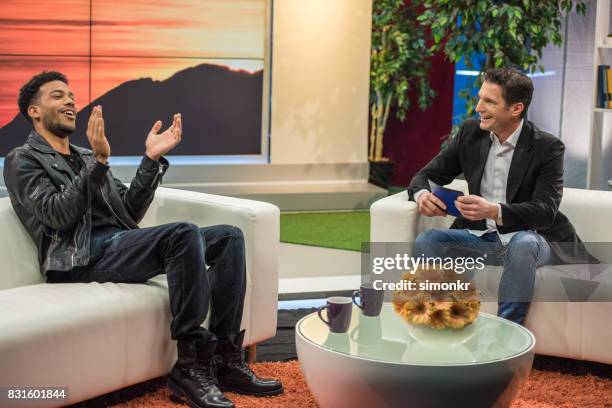 celebrity talk show - talk show couch stock pictures, royalty-free photos & images