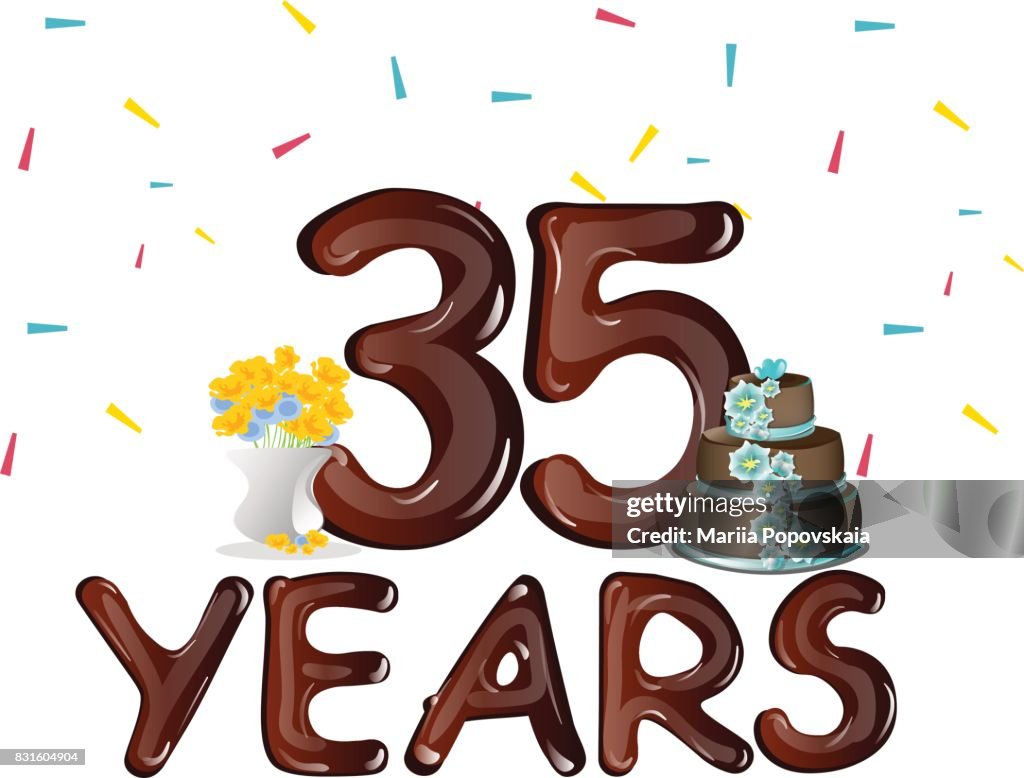 Aventurero Pico diferencia Feliz Cumpleaños Treinta Y Cinco 35 Años Ilustración de stock - Getty Images