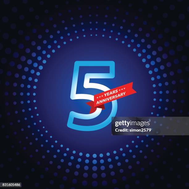 five years anniversary icon with blue color background - tag 4 stock illustrations