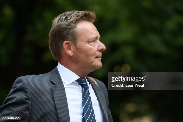 Conservative MP Craig Mackinlay arrives at Southwark Crown Court ahead of the trial into charges of illegal election spending during the 2015 general...
