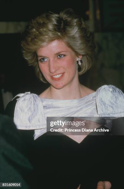 Diana, Princess of Wales , attends 'Out of Africa' film premiere at Empire Cinema in Leicester Square, London, 4th March 1986.