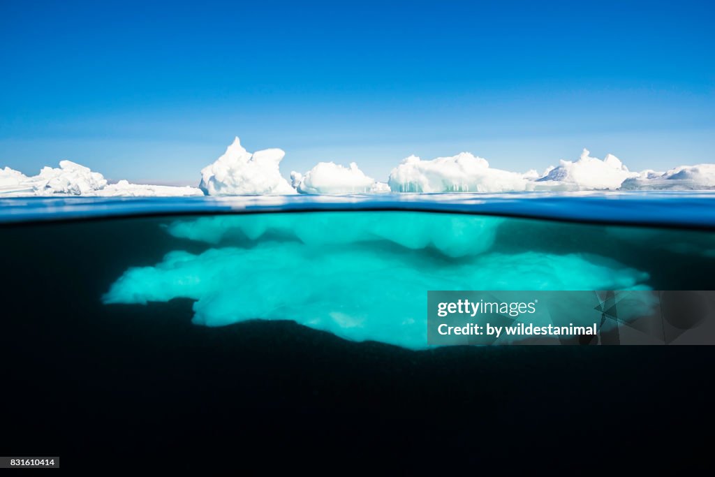 Above And Below The Waterline View Of Ice Formations At The Ice Floe ...