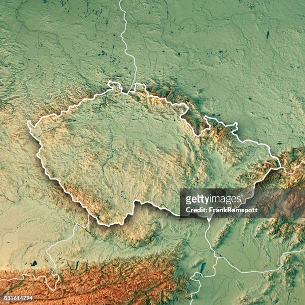 czech republic country 3d render topographic map border - czech republic stock pictures, royalty-free photos & images