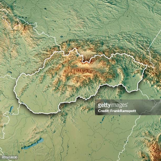 slovakia country 3d render topographic map border - slovakia stock pictures, royalty-free photos & images