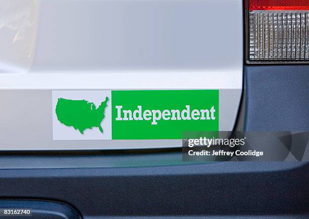 independent bumper sticker on car - bumper sticker stock pictures, royalty-free photos & images