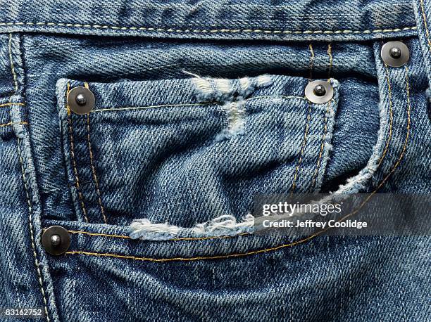 frayed jean pocket - jean pocket stock pictures, royalty-free photos & images