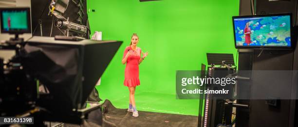 weather presenter - chroma key stock pictures, royalty-free photos & images