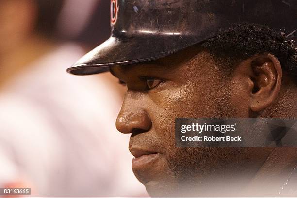 Playoffs: Closeup of Boston Red Sox David Ortiz during Game 1 vs Los Angeles Angels of Anaheim. Anaheim, CA 10/1/2008 CREDIT: Robert Beck