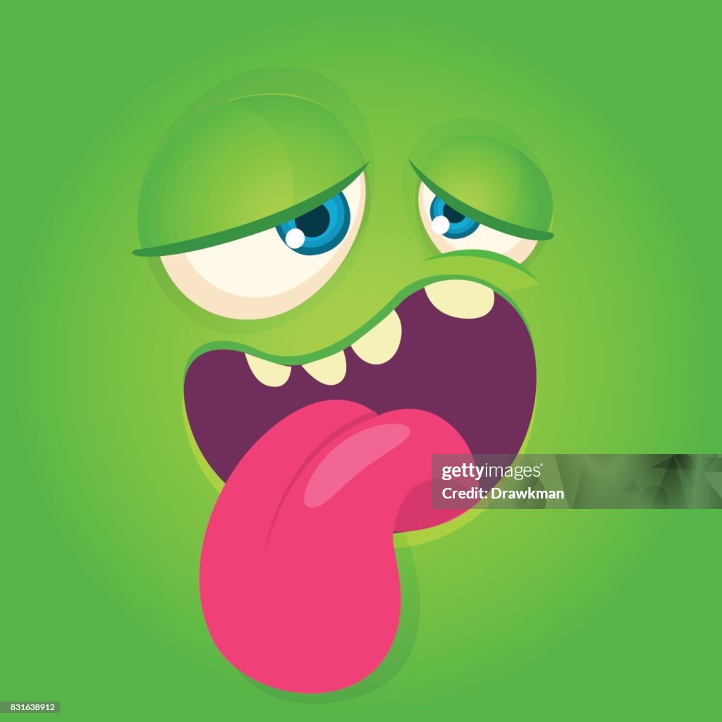 Cartoon Monster Face Vector Halloween Green Tired Cool Monster Avatar Great  For Print High-Res Vector Graphic - Getty Images