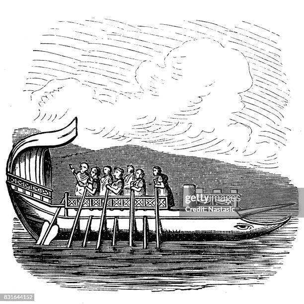 stockillustraties, clipart, cartoons en iconen met schepen-serie - phoenician ship