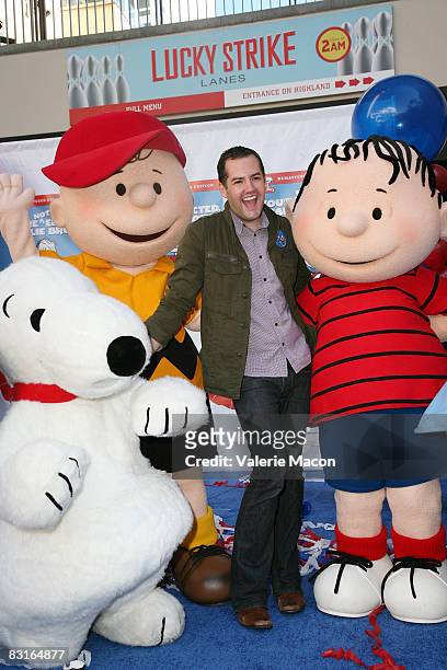 Snoopy, Charlie Brown, TV Personality Ross Mathews and Linus attend Warner Home Video's DVD Release of "You're Not Elected, Charlie Brown" October 7,...