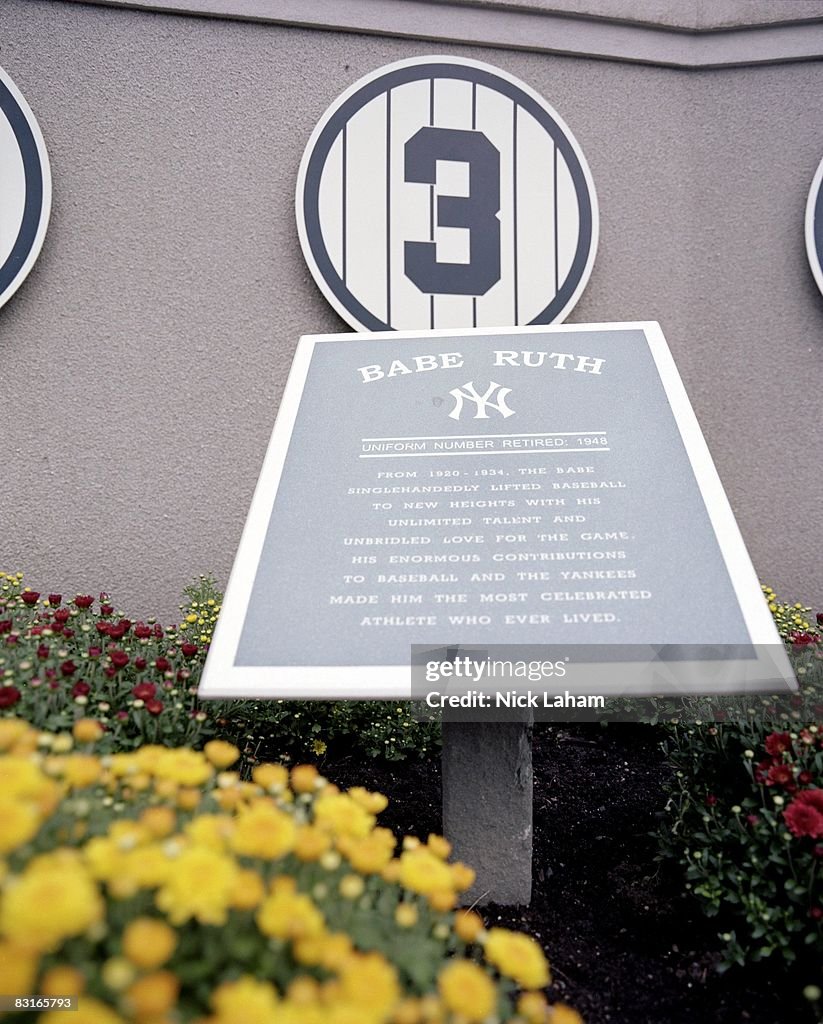 Babe Ruth Stadium A general view of the Babe Ruth plaque at Yankee Stadium on September ...