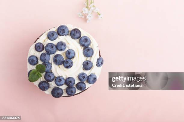 occasions. blueberry and cream cheese layer cake - mascarpone stock pictures, royalty-free photos & images