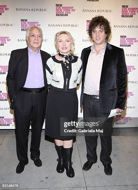 Jeweler John Reinhold, Singer Debbie Harry and Tony Just attends the "Live Forever: Elizabeth Peyton" preview at The New Museum on October 7, 2008 in...