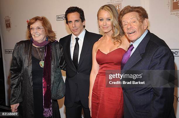 Anne Meara, Ben Stiller, Christine Taylor and Jerry Stiller attends the Project A.L.S. Benefit gala "Tomorrow is Tonight" at the Waldorf Astoria on...