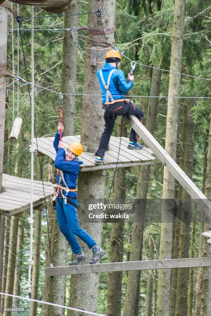 High ropes course in the forest