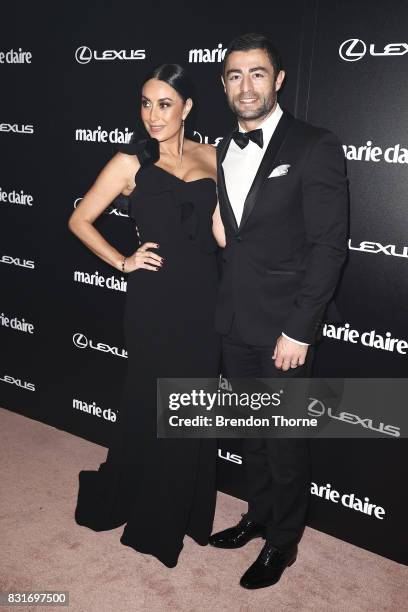 Terry Biviano and Anthony Minnichello arrive ahead of the 2017 Prix de Marie Claire Awards on August 15, 2017 in Sydney, Australia.