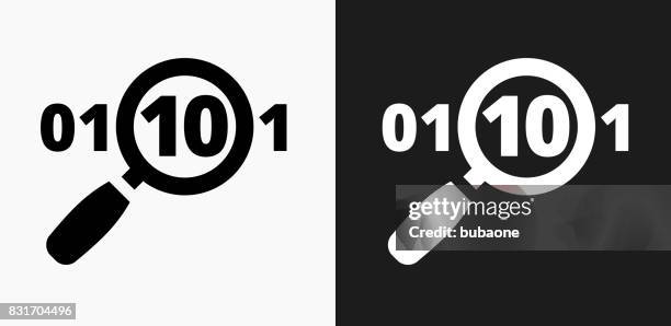 binary search icon on black and white vector backgrounds - binary code white background stock illustrations