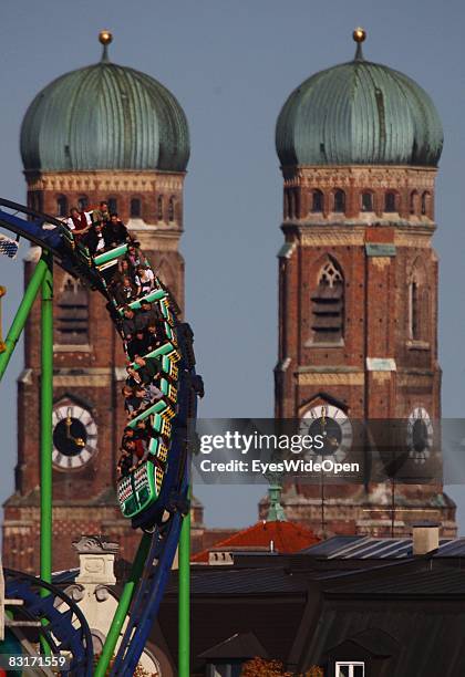 Roller coaster is pictured at the Octoberfest beer festival on the Theresienwiese on October 5, 2008 in Munich, Germany.