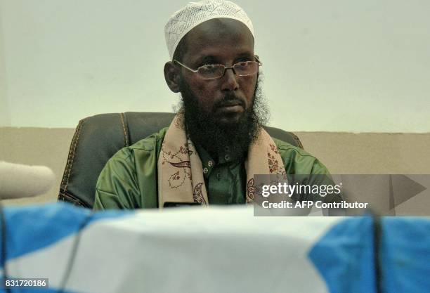 Former Deputy Leader and spokesman of Somalia's Al-Qaeda-affiliated Shebab rebels, Sheikh Mukhtar Robow, also known as Abu Mansur, speaks to...