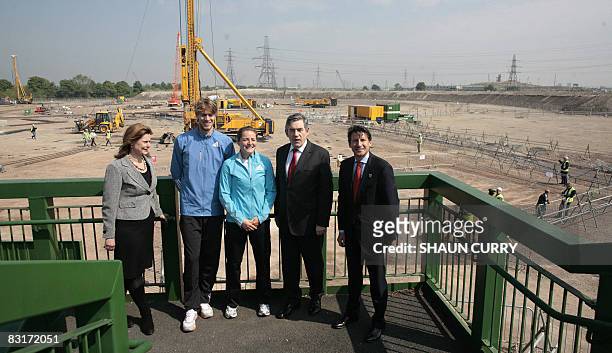 This file picture taken on May 22, 2008 in east London shows Britain's Prime Minister Gordon Brown with his wife Sarah Brown , Chairman of the 2012...
