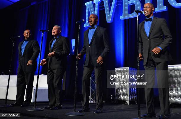 Boxing referees Bobby Hoyle, Russell Mora, Kenny Bayless and Kermit Bayless perform as the musical quartet Officially Yours at the fifth annual...