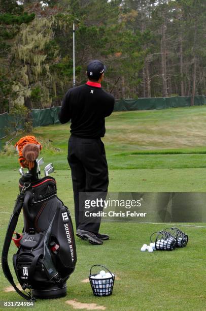 American golfer Tiger Woods swings his club during the 110th US Open golf championship, Pebble Beach, California, June 20, 2010.