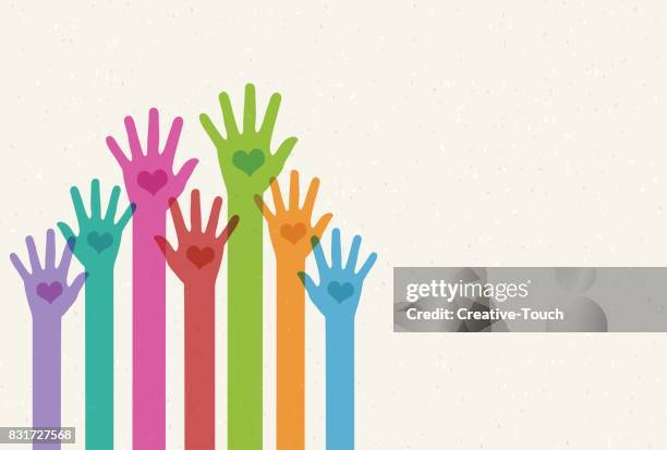 ilustraciones, imágenes clip art, dibujos animados e iconos de stock de ayudar a manos - responsabilidad social