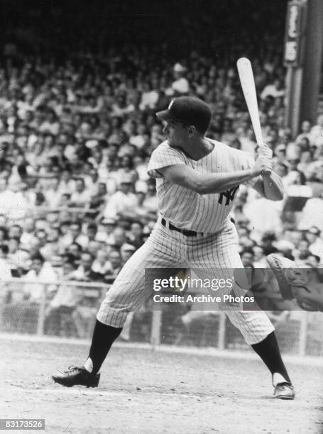 New York Yankees outfielder Roger Maris at the plate during a game, 1960s.