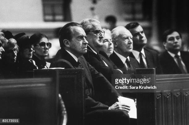 From left to right, former president Richard Nixon , former US Ambassador to the UN Vernon A. Walters , former Secretary of State William P. Rogers...
