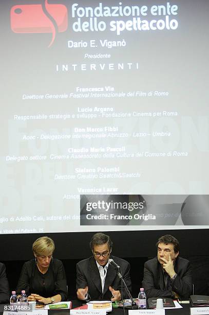 Francesca Via, Dario Vigan and 2 attend a press conference to promote the 2008 International Rome Film Festival, at the Trevi Cinema, on October 8,...