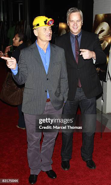 Actors Bill Murray and Tim Robbins attend the premiere of the movie "City of Ember" at AMC Loews 19th Street theater on October 7, 2008 in New York...