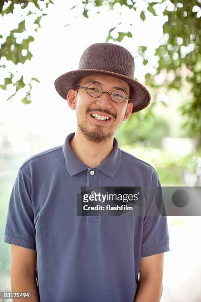 japanese man, smiling - goatee stock pictures, royalty-free photos & images
