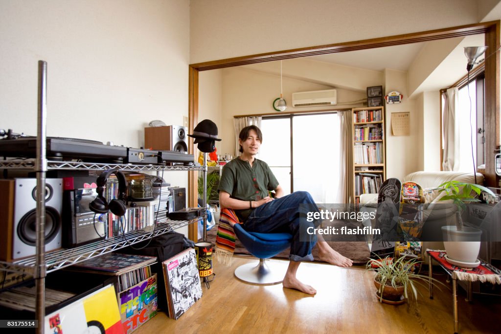 Japanaese man in his aparment