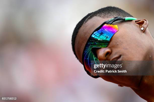 Jhon Alejandro Perlaza of Colombia competes in the Men's 4x400 Meters Relay heats during day nine of the 16th IAAF World Athletics Championships...