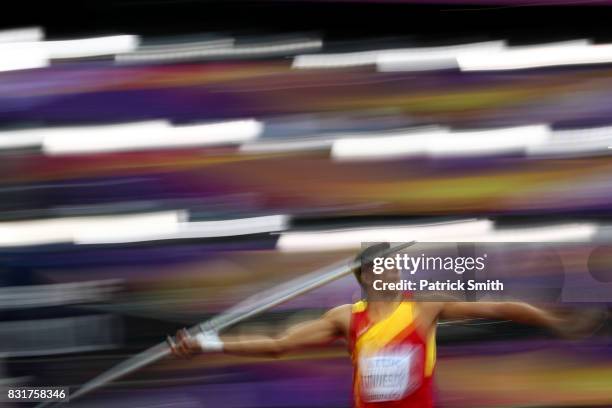 Pau Tonnesen of the Spain competes in the Men's Decathlon Javelin during day nine of the 16th IAAF World Athletics Championships London 2017 at The...