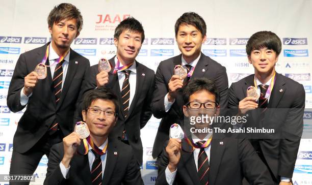 World Athletics Championships Men's 4x100 metres relay bronze medalists Kenji Fujimitsu, Yoshihide Kiryu, Shota Iizuka and Shuhei Tada, Mne's 50km...