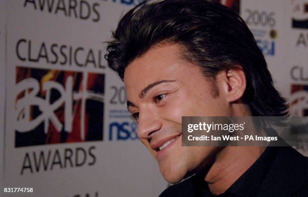 Vittorio Grigolo arrives at the nominations announcement for the Classical Brit Awards, at the Royal Garden Hotel, Kensington, London.